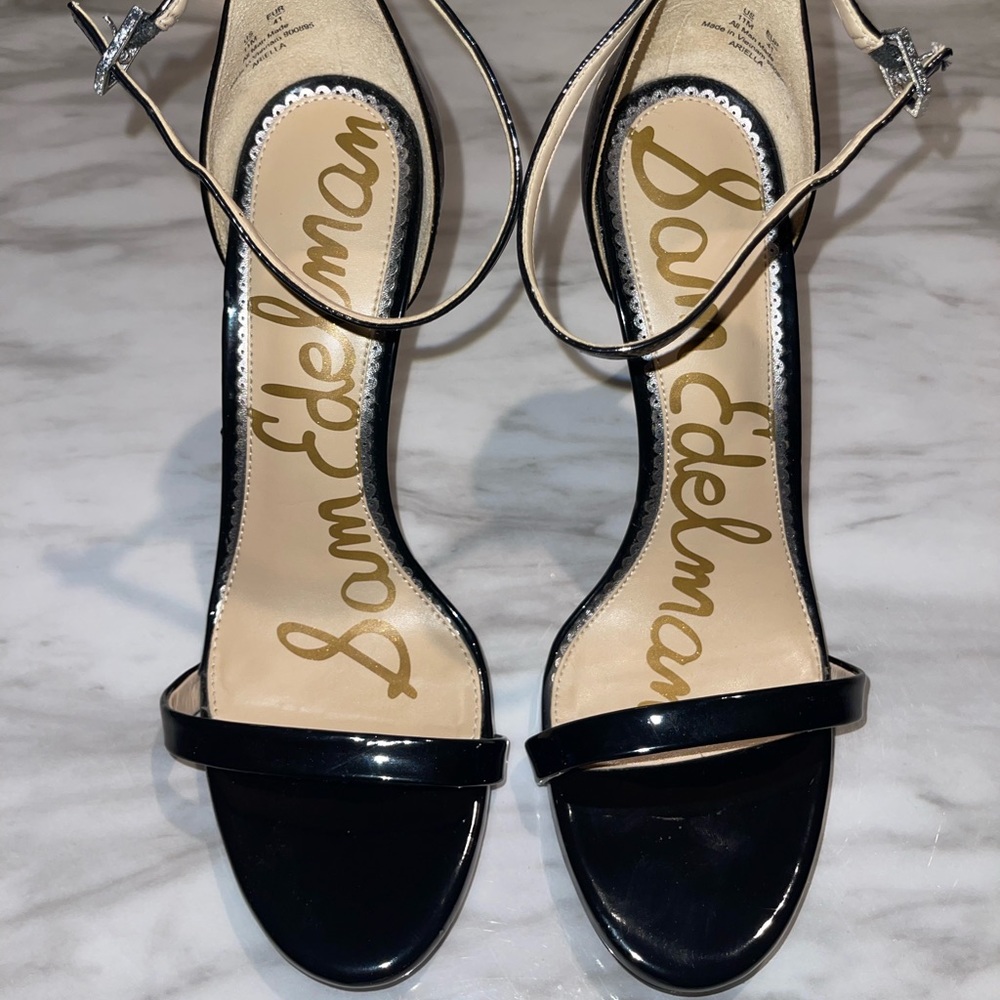 Black Ankle Strap Heel Sandal